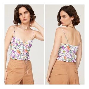 AFRM Multicolor Floral Camisole Vest Top with Gold Tassles